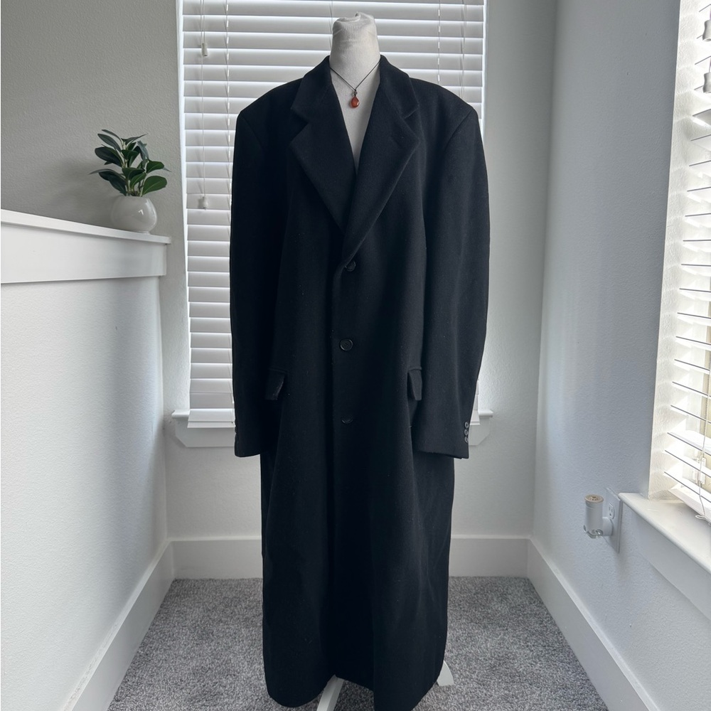 Savile Row Black Wool Overcoat 🖤 | 1980s Heritage Tailoring